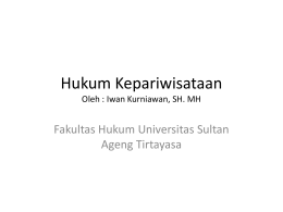 Hukum Kepariwisataan Oleh : Iwan Kurniawan, SH. MH