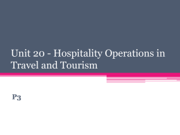 Unit 20 - Hospitality Operations in Travel and Tourism