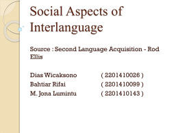 Social Aspects of Interlanguage