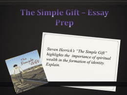 The Simple Gift – Essay Prep