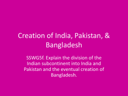 Creation of India, Pakistan, & Bangladesh
