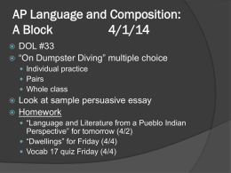 AP Language and Composition: A Block 4/1/14