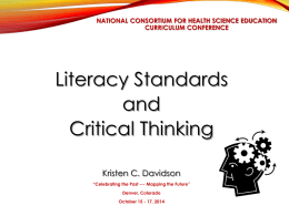 Davidson Literacy Standards and Critical Thinking