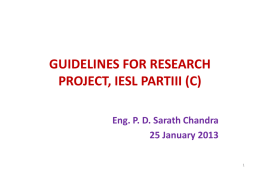 GUIDELINES FOR IESL PARTIII (C) PROJECTS 25 April