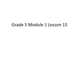 Grade 5 Module 1 Lesson 15
