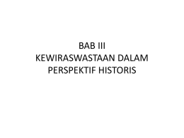 BAB III KEWIRASWASTAAN DALAM PERSPEKTIF HISTORIS