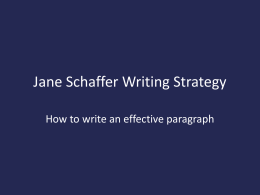 Jane Schaffer Writing Strategy