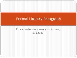 Formal Literary Paragraph
