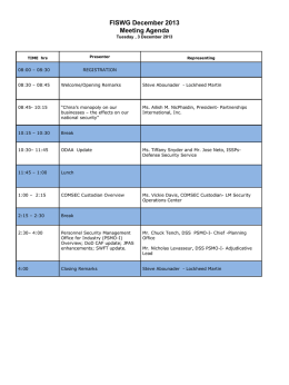 FISWG Meeting Agenda December 2013
