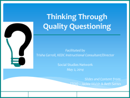 Questioning in the Social Studies classroom