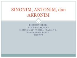 XI IPA – Sinonim, Antonim, dan Akronim