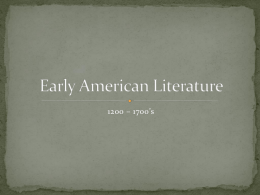 Early American Literature Historical Background