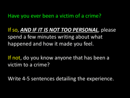 Victims of Crime & Intro to Criminal Law