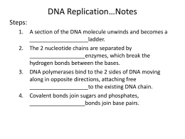 Guided Notes DNA Replication, Transcription, and Translation