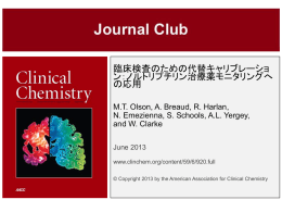 Slide 1 - Clinical Chemistry