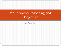 2-1 Inductive Reasoning and Conjecture