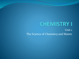 Unit 1 science of chemistry