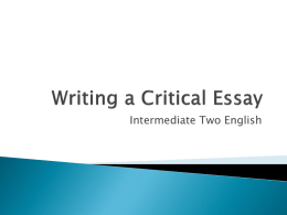Writing a Critical Essay
