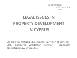 Legal issues in Developments – Andreas Demetriou