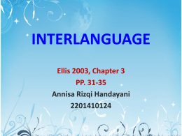 INTERLANGUAGE - Introduction to Second Language Acquisition