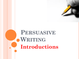 Persuasive Writing Introductions