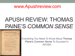 Thomas Paine`s Common Sense
