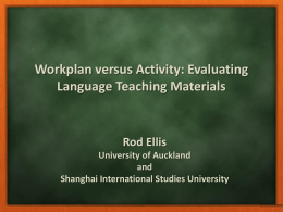 Workplan Versus Activity: Evaluating Language Teaching Materials‌