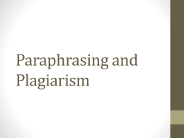 Paraphrasing and Plagiarism