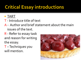 Critical Essays - Higher