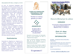 Tr&iacute;ptico DEL CURSO DE FORMACI&Oacute;N PEDAG&Oacute;GICA 2014