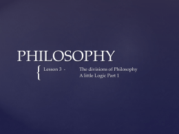 Lesson 3 &ndash; The divisions of philosophy &ndash; A Little Logic &ndash; Part 1