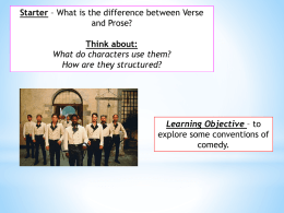 Act 2 &ndash; A focus on Prose and Verse