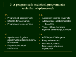 3. A programozás eszközei, programozás