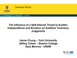 The Influence of a Self-Interest Threat to Auditor Independence and