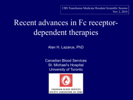 Fc receptor therapies Transfusion residents National CBS 2010