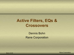 Active Filters, EQs & Crossovers