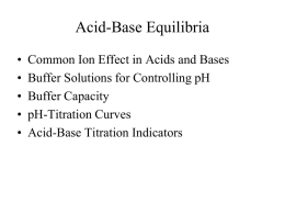 Chapter 15 – Acid-Base Equilibria