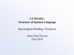Spectrogram Reading: Fricatives