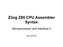 Zilog Z80 CPU Assembler Syntax