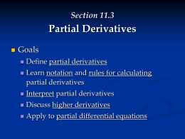 Section 11.3 Partial Derivatives