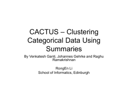 CACTUS – Clustering Categorical Data Using Summaries