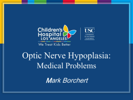 Optic Nerve Hypoplasia: Medical Problems presentation