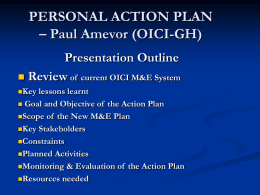 PERSONAL ACTION PLAN &ndash; Paul Amevor (OICI-GH)