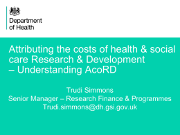 NHS Treatment Costs - Clinical Research Network