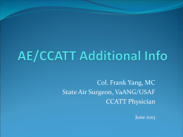 AE/CCATT Additional Info