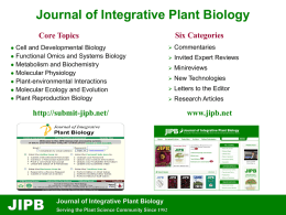 JIPB Promotional Slides - Journal of Integrative Plant Biology
