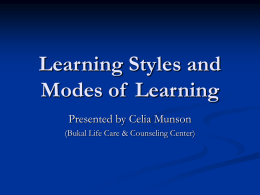 Learning Styles - Bukal Life Care & Counseling Center