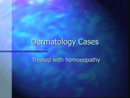 Dermatology - Faculty of Homeopathy