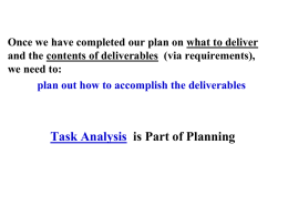 Task Analysis and Work Breakdown Structure