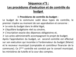 Séquence n°5 : Les procédures d`exécution et de contrôle du budget